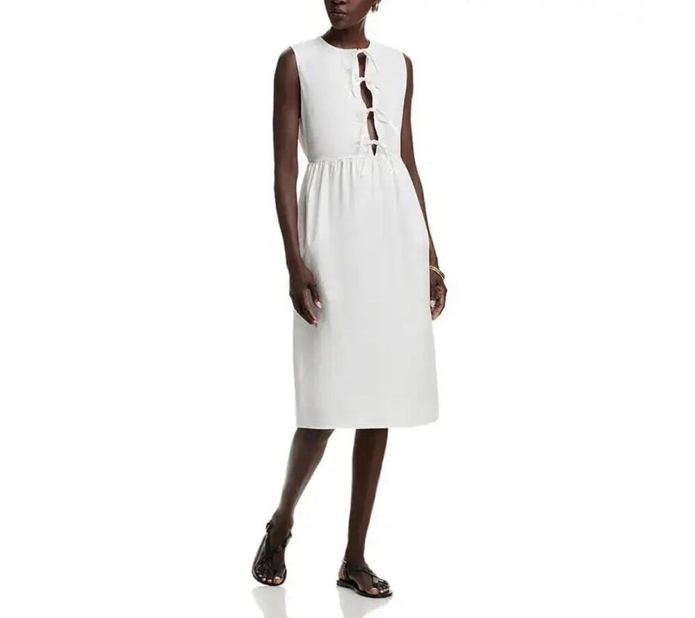 The Lulo Project Hortensia Tie Front White Dress NWT